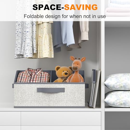 Closet Storage Bins 6 Pack, Large Closet Organizer Baskets with Divider & Handles,Trapezoid Fabric Shelf Organizers, Collapsible Storage Cubes for Clothes, Towels, Toys-Gray - color: Grey 6 Pack