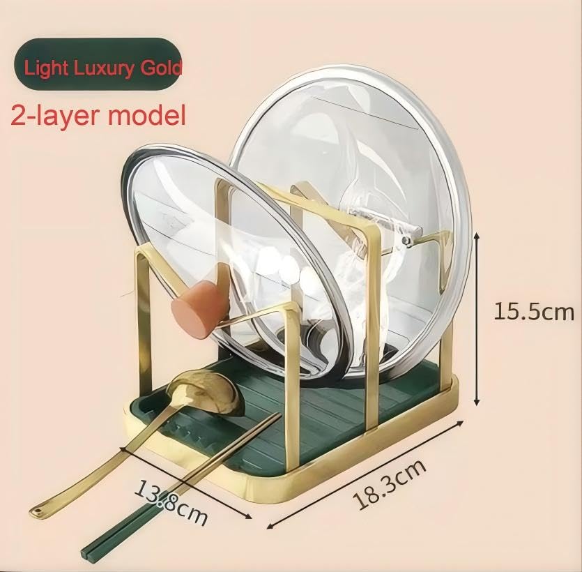 Lid Stand Lid Organizer Pot Lid Rack Holder for Utensils in Kitchen Cabinet Spatula Rack,Cutting Boards,Spoon Storage Gold - style: Horizontal