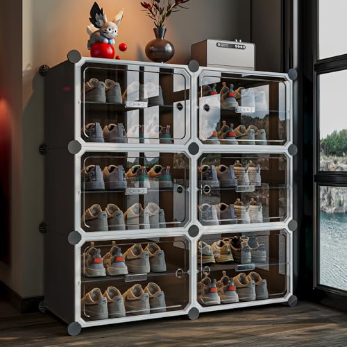 MAGINELS Shoe Rack,Expandable Shoe Cabinet Easy to Assemble. Shoe Storage with Door,Entryway, Closets, Hallway, and Bedroom.Accommodates Up to 24 Pairs of Shoes - size: 2 by 6 (24 Pairs)