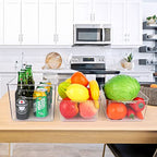 Set Of 10 Refrigerator Pantry Organizer Bins, Clear Plastic Food Storage Bins for Kitchen, Countertops, Cabinets, Fridge, Freezer, Bedrooms, Bathrooms, Fridge Organizer Bins Pantry Storage Containers