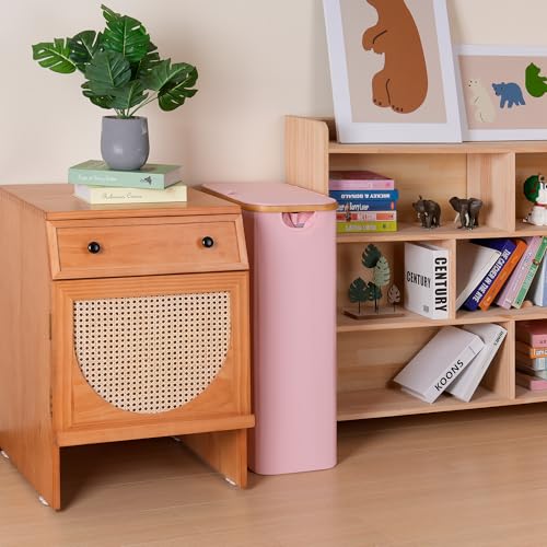 100L Laundry Hamper with Lid, Lagre Basket with Bamboo Handles,Foldable Clothes Hamper Tall Dirty Laundry Basket for Clothes Toys Towels Organizing,Pink - color: Pink, size: 100L with lid