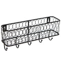 MyGift Wall Mounted Metal Entryway Mail Holder and Key Organizer Rack with 5 Hooks, Decorative Storage Basket and Hanger Hooks for Keys, Lanyard, Keychain, Light Coat