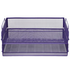 EASEPRES 2 Pack Stackable Desk Paper Tray, Metal Mesh Desktop Document Letter File Organizer for Office Home School, 13.5'' L x 9.75'' W x 5.5'' H, Purple - color: 2 Pack Purple