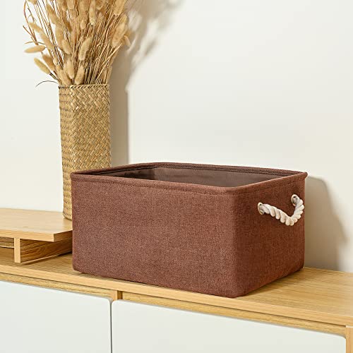 TheWarmHome Decorative Basket Rectangular Fabric Storage Bin Organizer Basket with Handles for Clothes Storage (Brown, Large-1Pack,15L*10.5W*8H) - color: Brown, size: Large - 15Lx10.5Wx8H