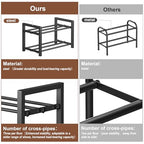 2-Tier Expandable Shoe Rack,Adjustable Shoe Shelf Storage Organizer Heavy Duty Metal Free Standing Shoe Rack for Entryway Closet Doorway (Black) - size: 2 Tier