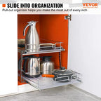 VEVOR 2 Tier 20"Wx21.2"Dx15.2"HPull Out Cabinet Organizer, Heavy Duty Slide Out Pantry Shelves, Steel Roll Out Drawers, Sliding Drawer Storage for Home, 21.5"Wx22.5"Dx19"H Install Size for Cabinet - size: 20"Wx21.2"Dx15.2"H
