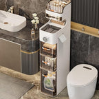 Waterproof Slim Bathroom Storage Cabinet, Narrow Plastic Drawers Organizer with Tissue Box and Wheels, Space Saver for Kitchen Laundry Room Bedroom