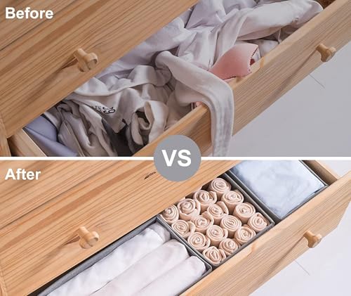 6 Packs Dresser Drawer Organizers for Clothing,Woven-Fabric Baby Clothes Organizer and storage in Bedroom-Closet & Drawer Organization-1 Large Cell - color: Gray, size: 1 cell