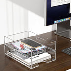 HIIMIEI Paper Organizer for Desk, Acrylic Paper Tray, Clear Letter Tray Desk Stackable Organizer Tray for School, Home, Office 2 Tiers - style: Vertical