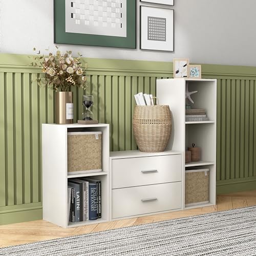 Homes: Inside + Out Apexa 2-Drawer Wooden Stackable Storage Drawers, Small Food Pantry Cabinet, Cajonera De Madera, Underbed Drawer Dorm Teen Room Decor & Bedroom, Home Office, Kitchen, White - color: White, size: 2-Drawer