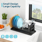 ANTOPY Small Dish Drying Rack - Compact Dish Rack for Kitchen Counter with Silicone Dish Drying Mat, Stainless Steel Dish Drainer for Kitchen Sink Cabinet, Space Saving Plate Rack Cutlery Holder - style: Counter (Small)
