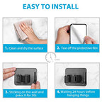 homeasy Mop Broom Holder No Drill, Mop Broom Organizer Wall Mounted Heavy Duty with Hooks Hanger, Self Adhesive Stainless Steel 4Pcs for Bathroom, Kitchen, Office (Black) - color: Black