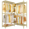 Ulif E4L Corner Clothes Rack, L Shaped Garment Rack, Heavy-Duty Freestanding Closet System with Shelves and Hangers, Max Load 962lbs, 42.7" W x 42.7" D x 79.3" H, Gold - color: Gold