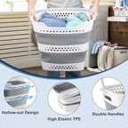 Collapsible Laundry Basket Foldable Pop-Up Laundry Hamper with Comfort Handles Portable Plastic Laundry Storage Basket Organizer Space Saving Dirty Clothes Hamper Container for Home, Dorm (Grey)