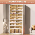 SYNCVIBE Collapsible Shoe Rack Organizer 9 Tiers-36 Pairs Foldable Shoe Cabinet with Doors, Large Plastic Folding Shoe Cabinet, Easy Assembly Shoe Shelves Organizer for Entryway, Living Room - size: 9 Tiers -36 Pairs