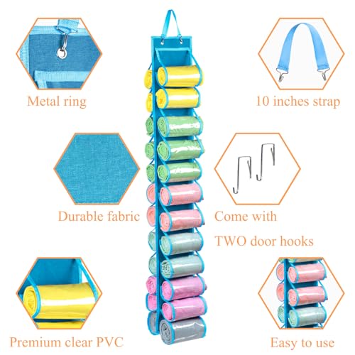 Legging Storage Bag Storage Hanger Can Holds 24 Leggings or Shirts Jeans Compartment Storage Hanger, Foldable Leggings Organizer Clothes Portable Closets Roll Holder (Blue) - color: Blue