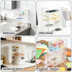 Prsildan Acrylic Drawer Makeup Organizer with 5 Drawers, Hair Accessories Organizer, Office Desk Organization, Clear Stackable Storage Drawers for Vanity, Countertop, Craft, Jewelry - style: 5 Drawers