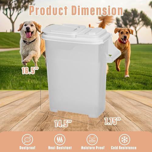Buddeez Pet Food Storage Dispensers - Dog Food Storage Containers, Cat Food Containers, Bird Seed Containers w/Handle and Flip Lid, 8 Gallon(2 pack) - color: White Lid, size: 2 Pack (32 Quart)