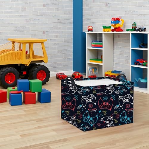 HIYAGON Rectangular Game Basket for Boys Kids Baby Storage Basket Storage Bin Organizer Box Room Decor(Game) - color: Game