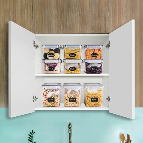 Sorbus Food Storage Containers - Pack of 4 - Air Tight, Four-Way Snap Lids Keeps Food Fresh - Store Cereal, Pasta, Flour, Nuts, Candy - Durable Plastic Kitchen Pantry Bins - size: 4 Pack