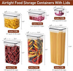 JUJOJB 64 PCS Airtight Food Storage Containers With Lids BPA Free,6 Pack With Pouring Spout Cereal Containers Storage for Kitchen Pantry Organization and Storage,Dishwasher safe,Labels Marker