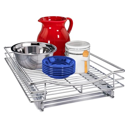 LYNK PROFESSIONAL® Pull Out Cabinet Organizer, 14" x 18" Slide Out Cabinet Organizer Pull Out Drawer – Pull Out Shelves for Kitchen Cabinets – Under Sink Organizers - Lifetime Ltd. Warranty, Chrome - color: Chrome, size: 14" W x 18" D