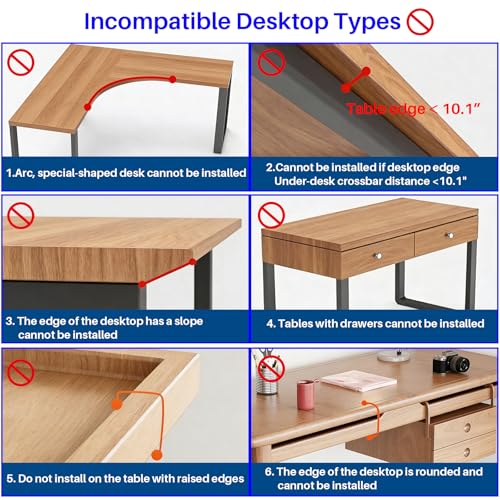 No Drill Under Desk Laptop Mount, Metal Under Desk Storage Shelf with Cable Management, Laptop Storage Tray for MacBook, Keyboard, Mac Mini, Anti-Scratch Silicone, Fits Office, Gaming, Workstations - color: Black