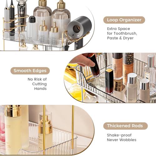 Aveniee Bathroom Counter Organizer,3 Tier Skincare Perfume Countertop Storage with Hair Dryer Rack and Toothbrush Holder, Cosmetic Makeup Tray for Vanity,Grey - color: Classic Grey, size: 3 Tier-New