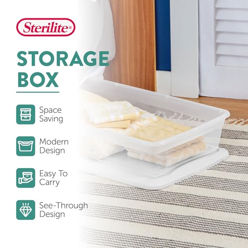 Sterilite 24-Pack 41 Quart Storage Box, Stackable Clear Plastic Bins with Snap-On Lids - Heavy-Duty Organizing Containers for Closet, Bathroom, and Office - size: 41 Quart, style: 24