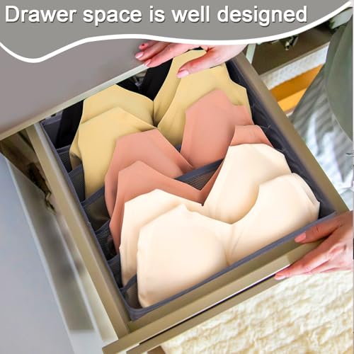 1 Pcs Drawer Organizer Storage Box for Underwear Socks Closet Divider for Wardrobe Dresser Vanity Space Saving Use(7-Grid Grey) - color: Grey-5, size: 12.6X12.6X3.4inch