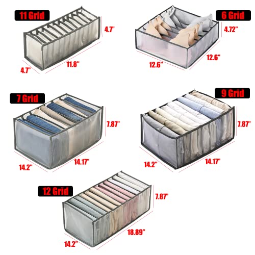 2PC Wardrobe Clothing Organizer Mesh Clothes Storage Organizers,6 Grids Closet Drawer Divides Storage Organization Box for Thin Jeans,T-shirts,Skirts,Dresses,Yoga pants,Jean Organizers for Closet