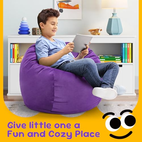 Hobestluk Bean Bag Chairs 2.5FT Bean Bag Chair with Memory Foam Filled & Machine Washable Cover,Beanbag Chair, Small Bean Bag Chairs for Playroom, Living Room, Bedroom - color: Purple, size: 2.5FT - 28.5" x 28.5" x 17.8"