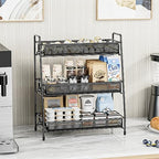 EKNITEY Bathroom Countertop Organizer Rack - 3 Tier Counter Spice Rack Metal Makeup Rack Small Perfume Vanity Organizer for Sink/Bedroom/Living room/Kitchen/Office - color: Black