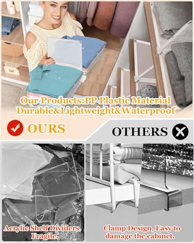 Shelf Dividers for Closet Organization, Portable Closet Shelf Divider, Closet Dividers for Shelves, Shelf Separators, Easy Access and Storage, Fits Wire Shelves and Wooden Boards 3pack