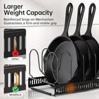 MUDEELA 2 Pack Pots and Pans Organizer Rack for under Cabinet, Expandable Pot Lid Kitchen Cabinet Organizer Holder with 10 Adjustable Compartment Cutting Board Organizer for Pan Lid, Bakeware Sheet - style: 2 Pack 10 Dividers-Black