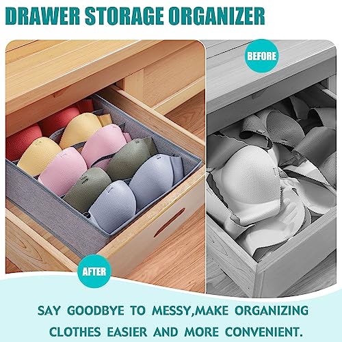 Bra Storage Drawers Organizer for Clothing Underwear Drawer Organizer Dividers Foldable Storage Cube Bins for Bra,Socks, Underwear,3 Pack （Grey） - color: Grey, size: 3 Pack