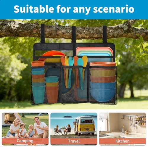 Collapsible Dish Drying Bag for Camping & RV - Portable Mesh Dish Rack Organizer, Compact Lightweight Sink Drying Solution for Travel Trailers, Outdoor Kitchens & Picnics (Black)