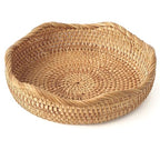 HITOMEN Handmade Rattan Bread Baskets Round Wicker Fruit Serving Storage Bowls, Natural Woven Decorative Kitchen Counter Organizing (Honey Brown) S-8.7" - size: Small