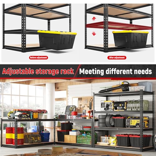 REIBII 40" W Storage Shelves 2000LBS Adjustable Garage Shelving Metal Heavy Duty 4 Tier Garage Shelves 60" H Metal Shelves for Closet Pantry Kitchen Warehouse 40" W × 20''D × 60''H - size: 20"D x 40"W x 60"H