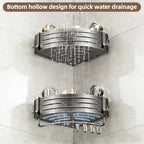 Corner Shower Caddy,Suction Cup Shower Bathroom Wall Shelf,No Drill Rust Proof Aluminum Organizer with Hooks,Floating Rack for Inside (Suction Cup Corner Shower Caddy,2 Tier,Gray) - style: Suction Cup Corner Shower Caddy ,2 Tier ,Gray