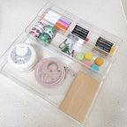 LotFancy Clear Drawer Organizers, 12” x 3” x 2”, Set of 3, Drawer Organizer Trays for Desk, Plastic Storage Bins for Bathroom, Makeup, Utensils, Stackable - size: 12x3x2''