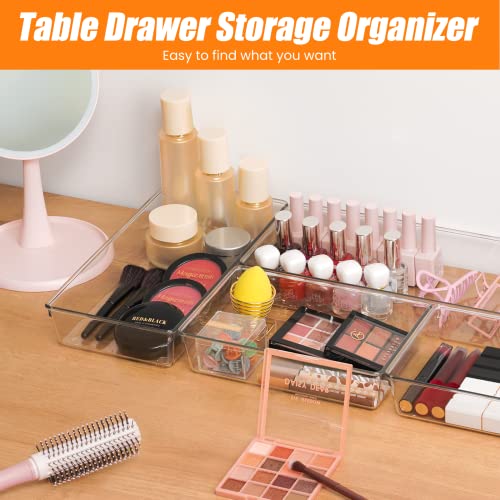 Criusia 18 Pcs Large Size Clear Drawer Organizer Set, Acrylic Non Slip Non Cracking Kitchen Drawer Storage Tray Divider, Multifunctional Storage for Cosmetics, Bathroom, Tools, Kitchen and Office - size: 18 Pack
