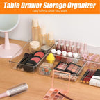 Criusia 18 Pcs Large Size Clear Drawer Organizer Set, Acrylic Non Slip Non Cracking Kitchen Drawer Storage Tray Divider, Multifunctional Storage for Cosmetics, Bathroom, Tools, Kitchen and Office - size: 18 Pack