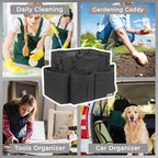 SCAVATA Compact Wearable Cleaning Caddy, Small Supplies Organizer with Handle & Shoulder Straps for Housekeepers, Under Sink & Car Cleaning Tool Organizer Bag (Black) - color: Black