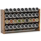 NESAPTO Spice Rack Organizer for Cabinet, Wooden 4 Tier Vertical Seasoning Organizers for Kitchen Pantry, Countertop/Wall Mount, Holds 36 Spice Jars (No Jars Included), 17.2" W × 9.4" H - size: Holds 36 Jars, 17.2"W × 9.4"H