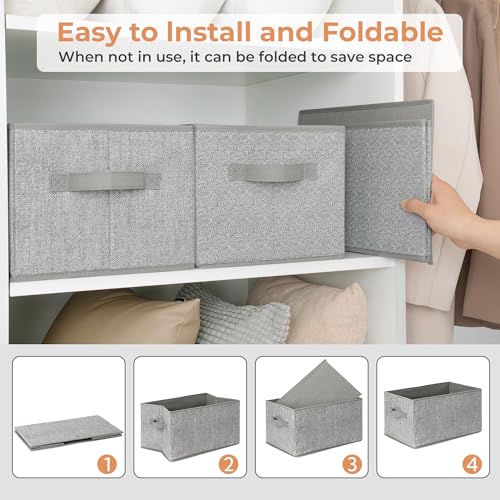 GRANNY SAYS Storage Baskets for Shelves, Closet Storage Bins with Handles, Fabric Organizers and Storage Bins, Storage Boxes for Clothes, Gray, Medium, 3-Pack - color: Ash Gray, size: Medium