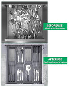 Kitchen Drawer Silverware Organizer, Adjustable Cutlery Organizer, Expandable Utensils Holder, Silverware Dividers Tray, Storage for Flatware, Large Drain Board (Gray,2 Sets)