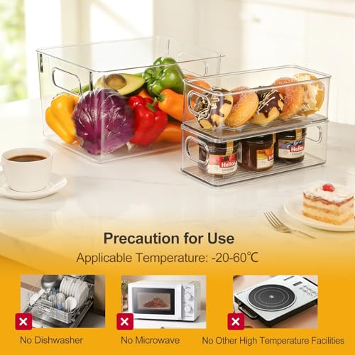 Hudgan Pantry Organizers Storage, Set of 8 Clear Organizer Bins 4 Large and 4 Small Stackable Storage Containers for Fridge Freezer, Kitchen Cabinet, Under Sink - size: 4S+4L