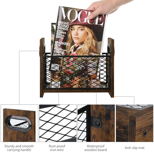 YINMIT Magazine Holder, Magazine Rack for Desktop and Home Office, Farmhouse File Storage Basket for Letters, Magazines, Books, Newspapers (Small) - size: Small