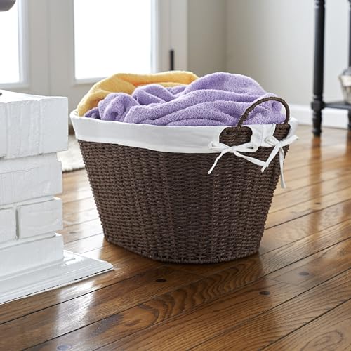 Household Essentials Paper Rope Woven Oval Laundry Basket, Brown - color: Brown Paper Rope
